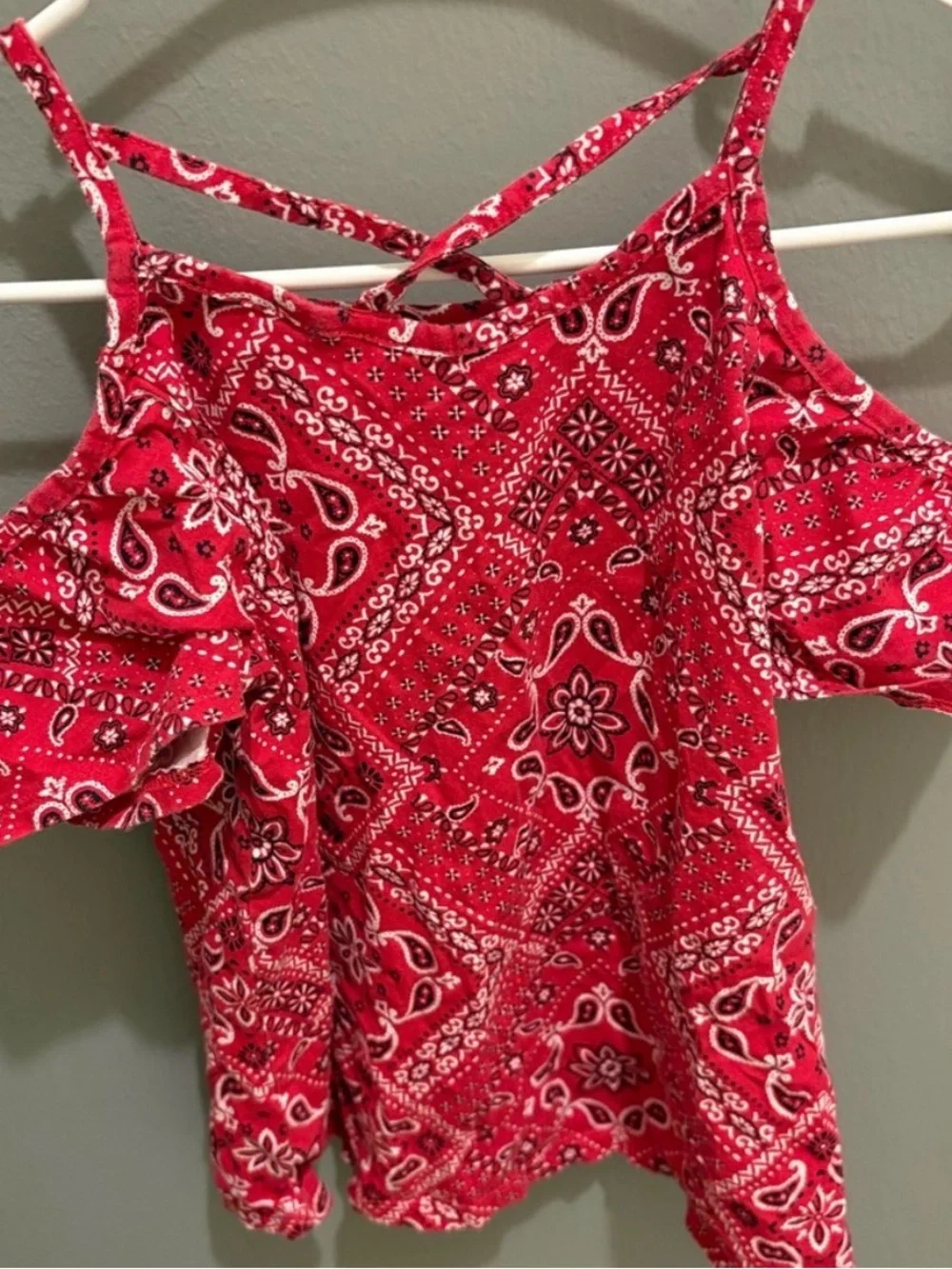 The Children's Place Red Bandana Cold Shoulder Top